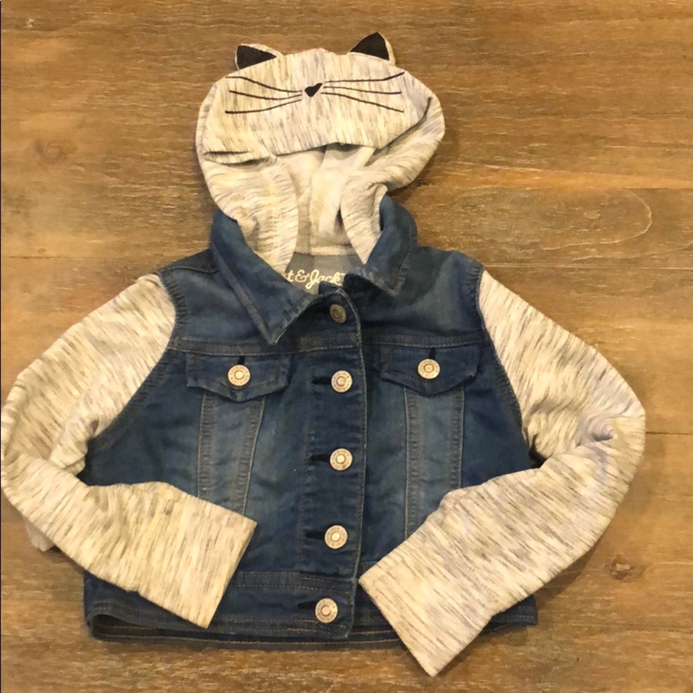 Girls Cat Hoodie  Denim/Jean Jacket